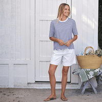 Frank & Eileen Perry NYC Crewneck Tee in Navy French Stripe – International designer fashion boutique Australia Riada Concept Woollahra