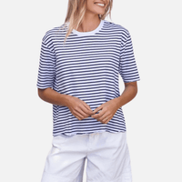 Frank & Eileen Perry NYC Crewneck Tee in Navy French Stripe – International designer fashion boutique Australia Riada Concept Woollahra