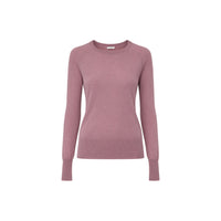 JOSEPH Geras Cashair cashmere jumper in lilac with a round neck and ribbed cuffs, front view