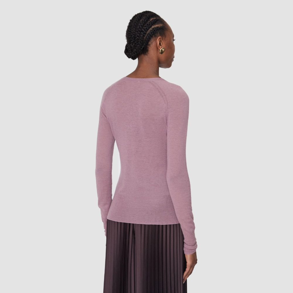 Back view of the JOSEPH Geras cashmere jumper in lilac