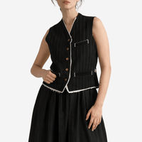 Hannoh Wessel Ginette Pinstripe Vest in Black – International designer fashion boutique Australia Riada Concept Woollahra