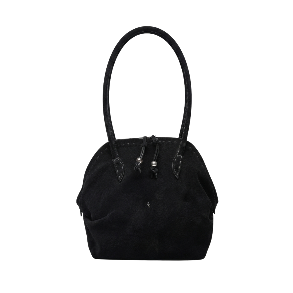 Bolla Media Softy Leather Shoulder Bag in Nero