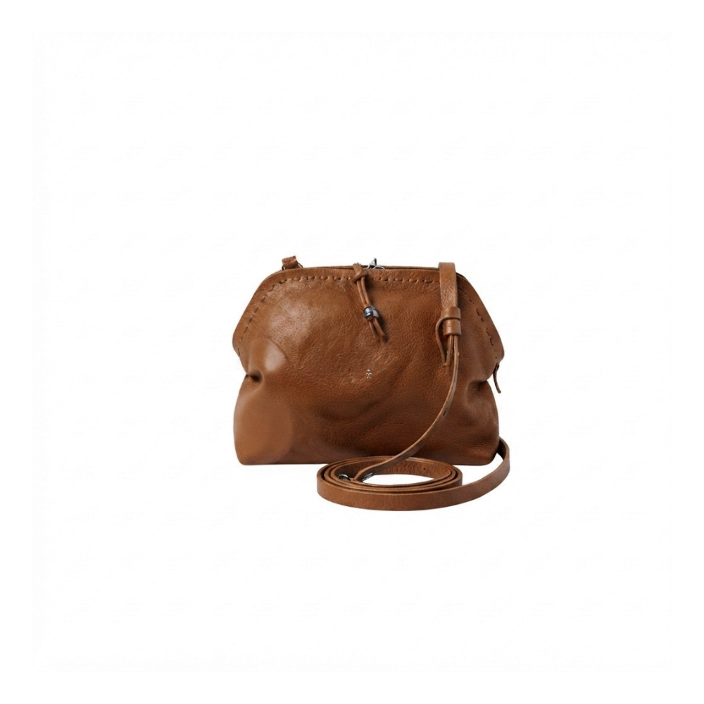 Bolla Crossbody Old Iron Lambskin Leather Bag in Brandy