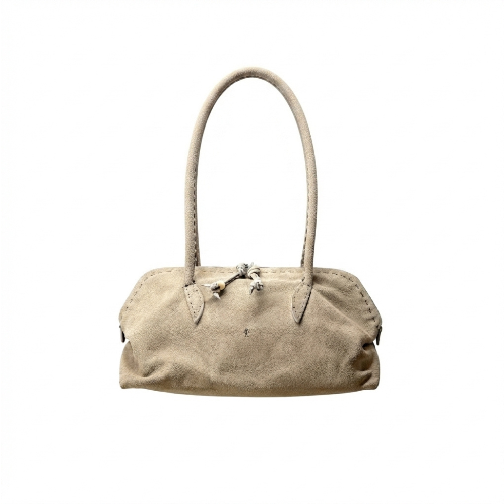 Bolla Bassa Softy Leather Shoulder Bag in Beige