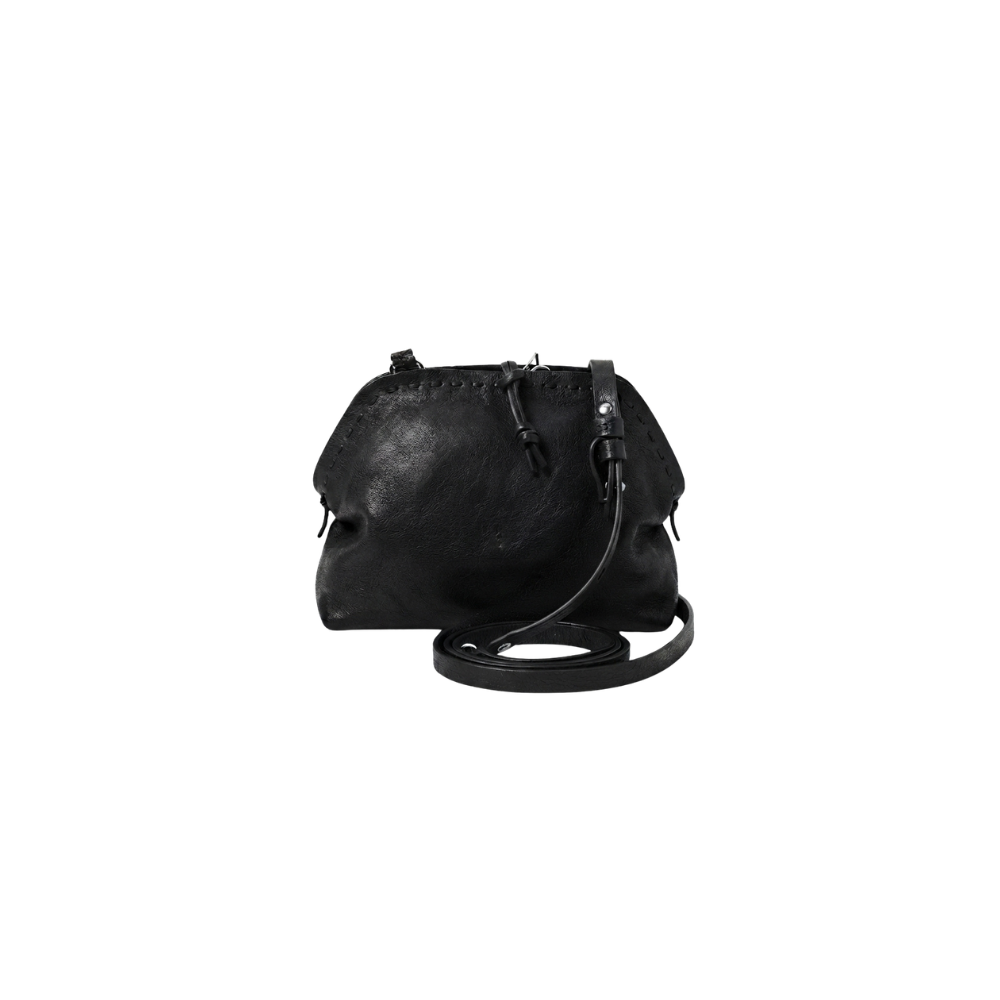 Bolla Crossbody Old Iron Lambskin Leather Bag in Nero