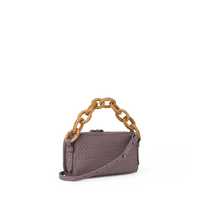 Henry Beguelin Woven Leather Raffia Chain Handle Crossbody Bag in Lilla – International designer fashion boutique Australia Riada Concept Woollahra