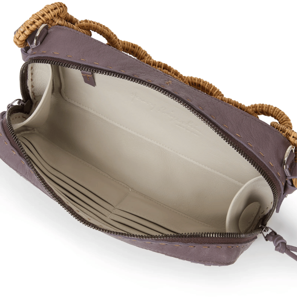 Henry Beguelin Woven Leather Raffia Chain Handle Crossbody Bag in Lilla – International designer fashion boutique Australia Riada Concept Woollahra