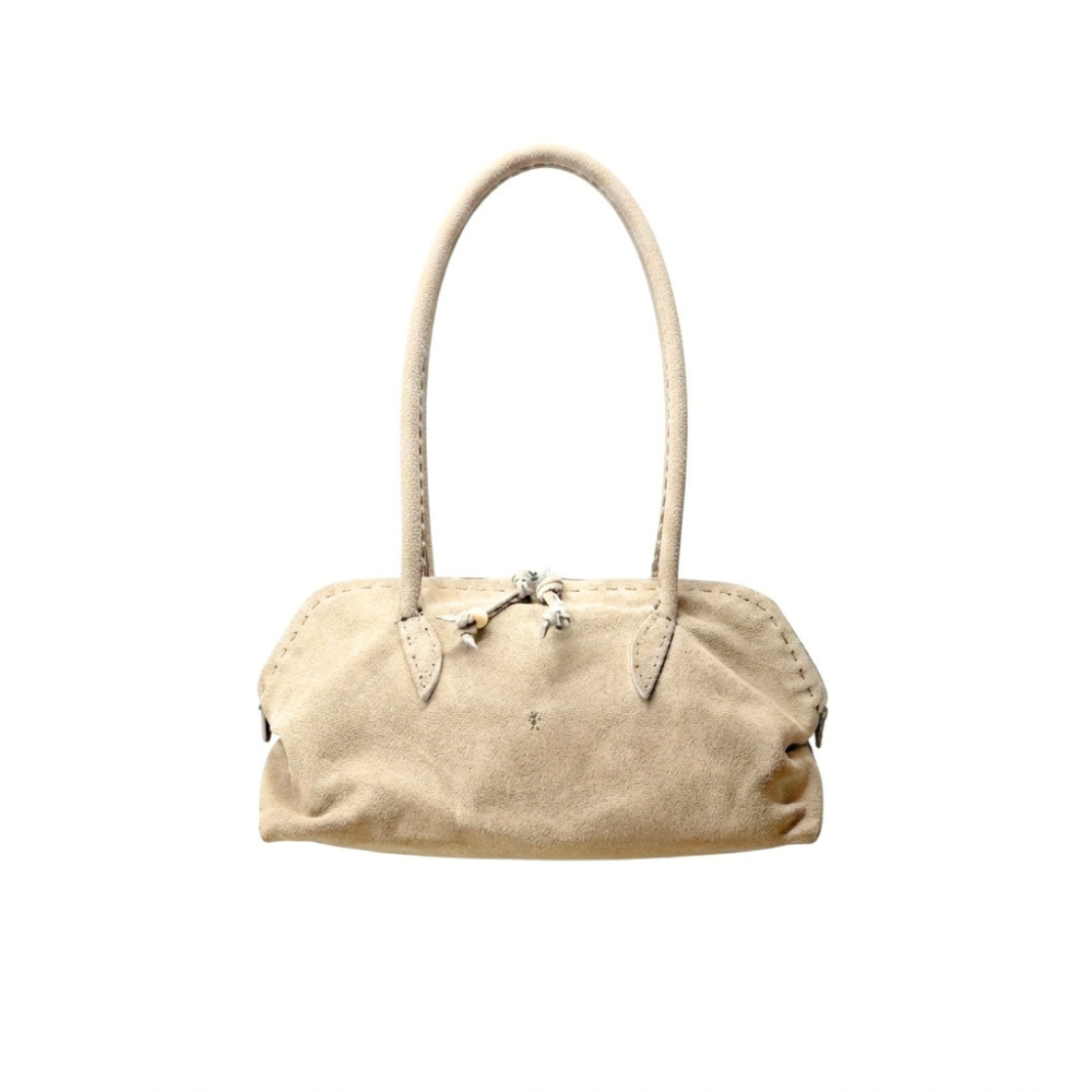 Bolla Bassa Softy Leather Shoulder Bag in Beige
