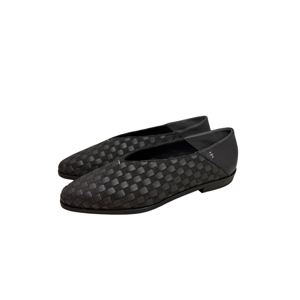Aurora Woven Bovine Leather Slipper in T. Moro