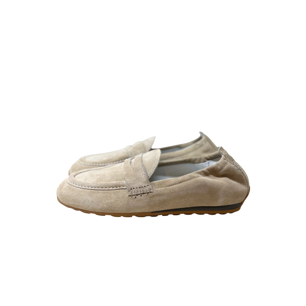 Katerina Softy Leather Moccasin Loafer in Beige