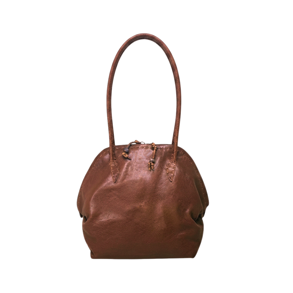 Bolla Media Old Iron Lambskin Leather Shoulder Bag in Brandy