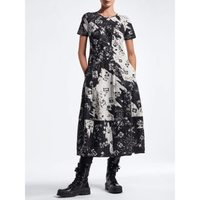 HIGH Everyday Couture Mesmerize Polaroid Tulips Midi Dress in Black and Ivory - International designer fashion boutique Australia Riada Concept Woollahra