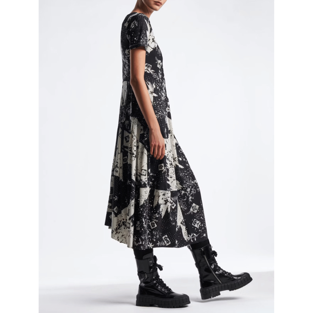 HIGH Everyday Couture Mesmerize Polaroid Tulips Midi Dress in Black and Ivory - International designer fashion boutique Australia Riada Concept Woollahra