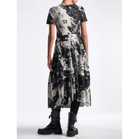 HIGH Everyday Couture Mesmerize Polaroid Tulips Midi Dress in Black and Ivory - International designer fashion boutique Australia Riada Concept Woollahra