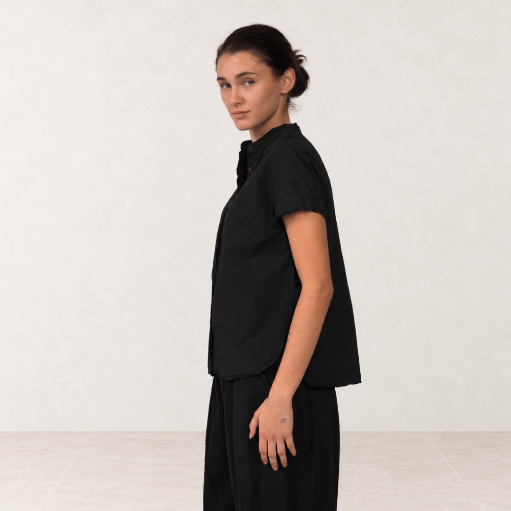 Hannoh Wessel SAVANNAH Raw-Edge Cotton Shirt in Black