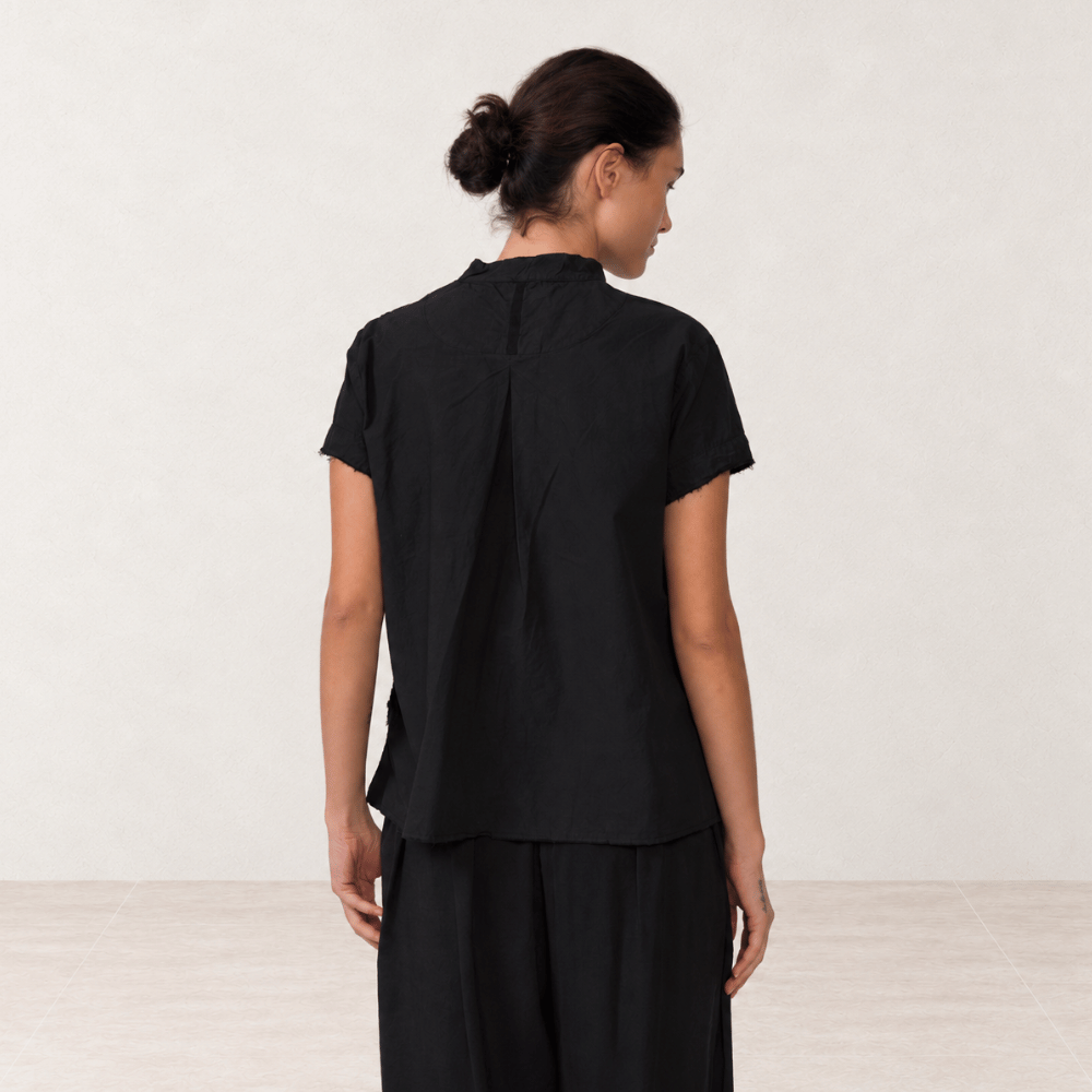 Hannoh Wessel SAVANNAH Raw-Edge Cotton Shirt in Black
