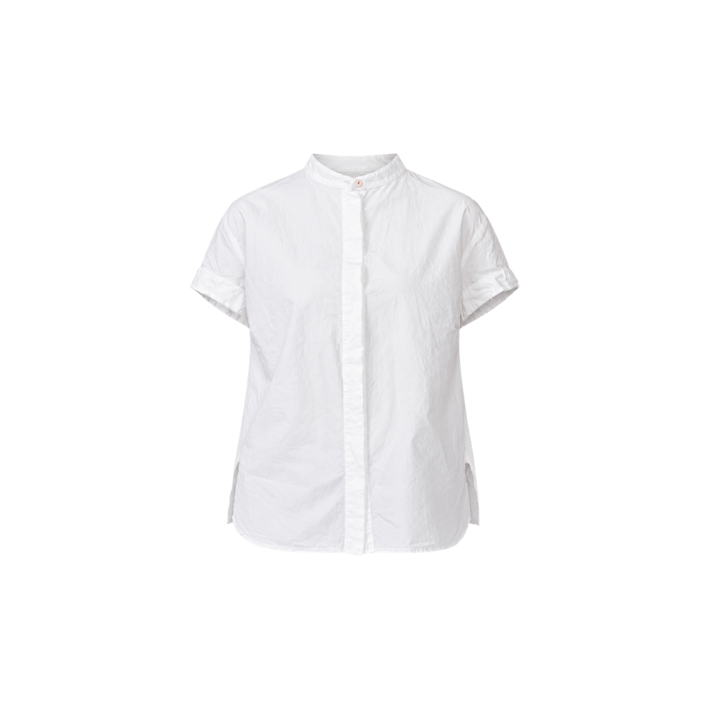 Hannoh Wessel SAVANNAH Raw-Edge Cotton Short-Sleeve Shirt in White