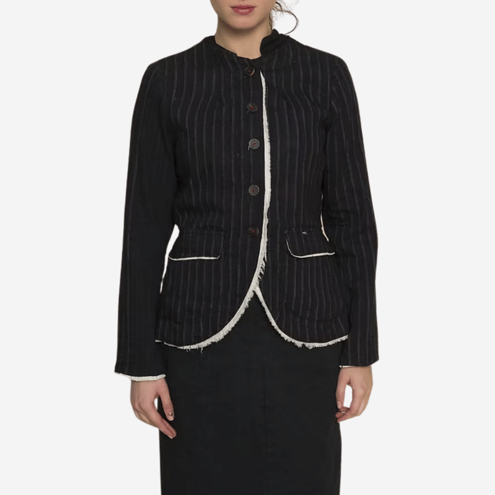Hannoh Wessel Valkyrie Pinstripe Jacket in Black - International designer fashion boutique Australia Riada Concept Woollahra