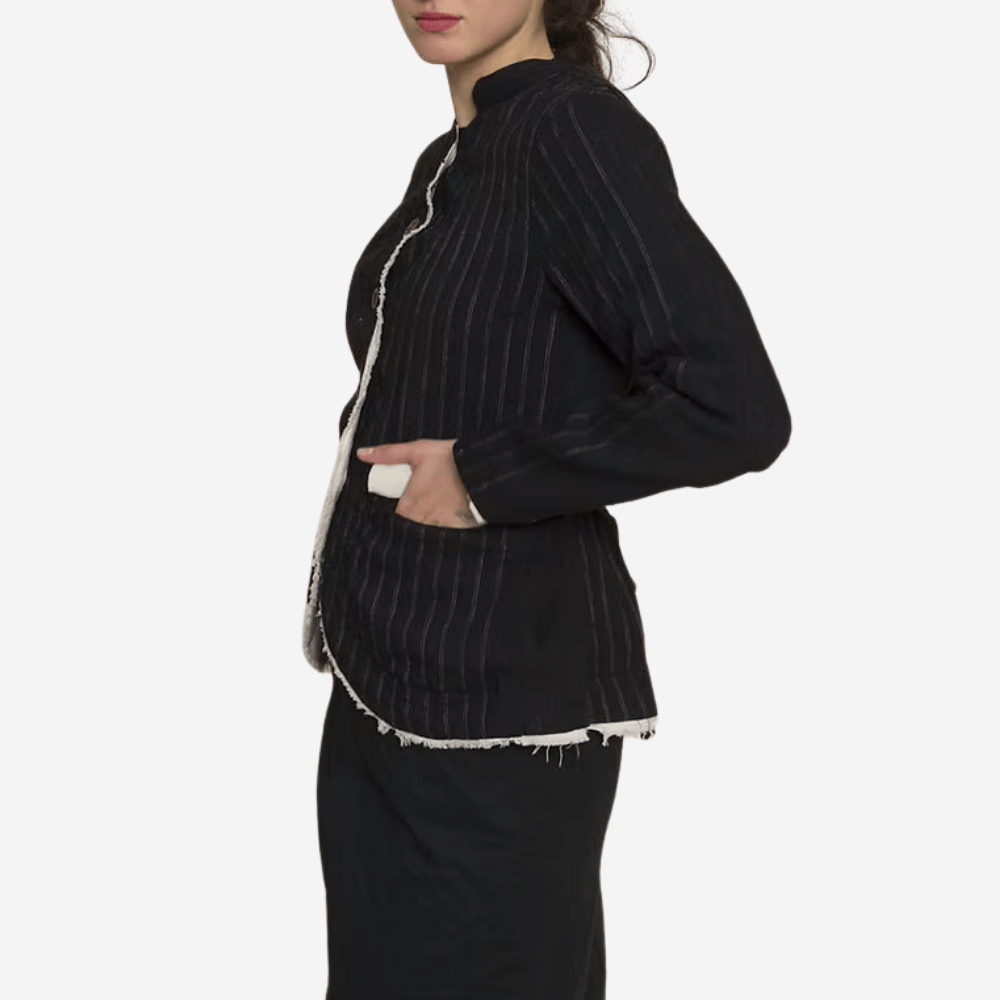 Hannoh Wessel Valkyrie Pinstripe Jacket in Black - International designer fashion boutique Australia Riada Concept Woollahra