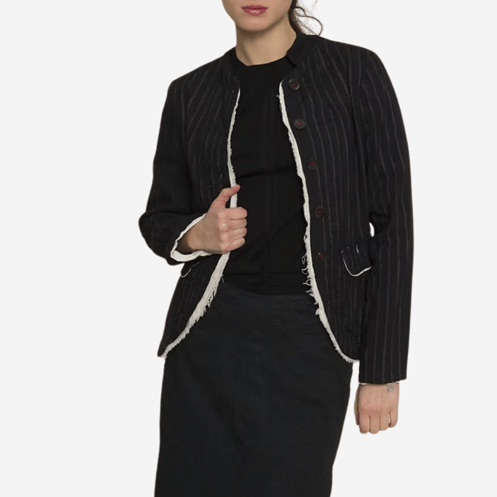 Hannoh Wessel Valkyrie Pinstripe Jacket in Black - International designer fashion boutique Australia Riada Concept Woollahra