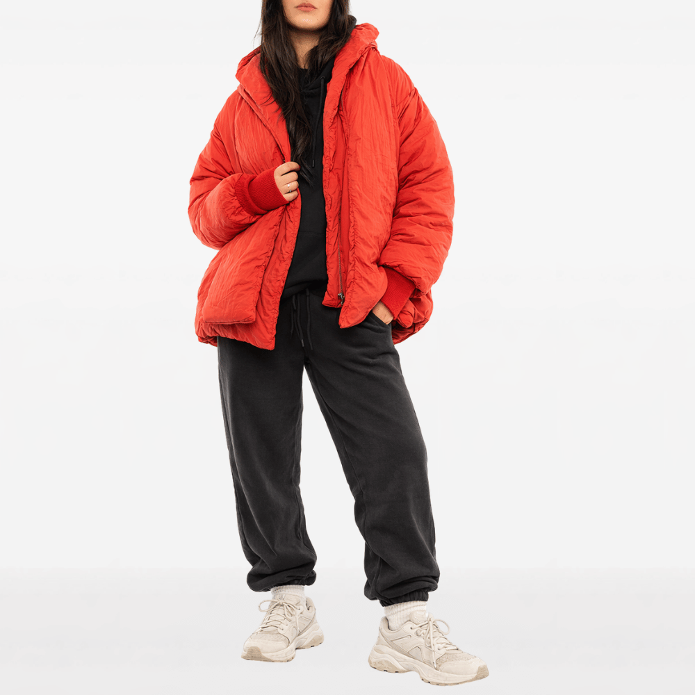 Hannoh Wessel Vaya Scarf Puffer Jacket in Vermillion - International designer fashion boutique Australia Riada Concept Woollahra