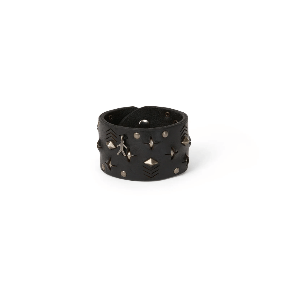 Henry Beguelin Cuoio Washed Stud Leather Bracelet in Nero – International designer fashion boutique Australia Riada Concept Woollahra