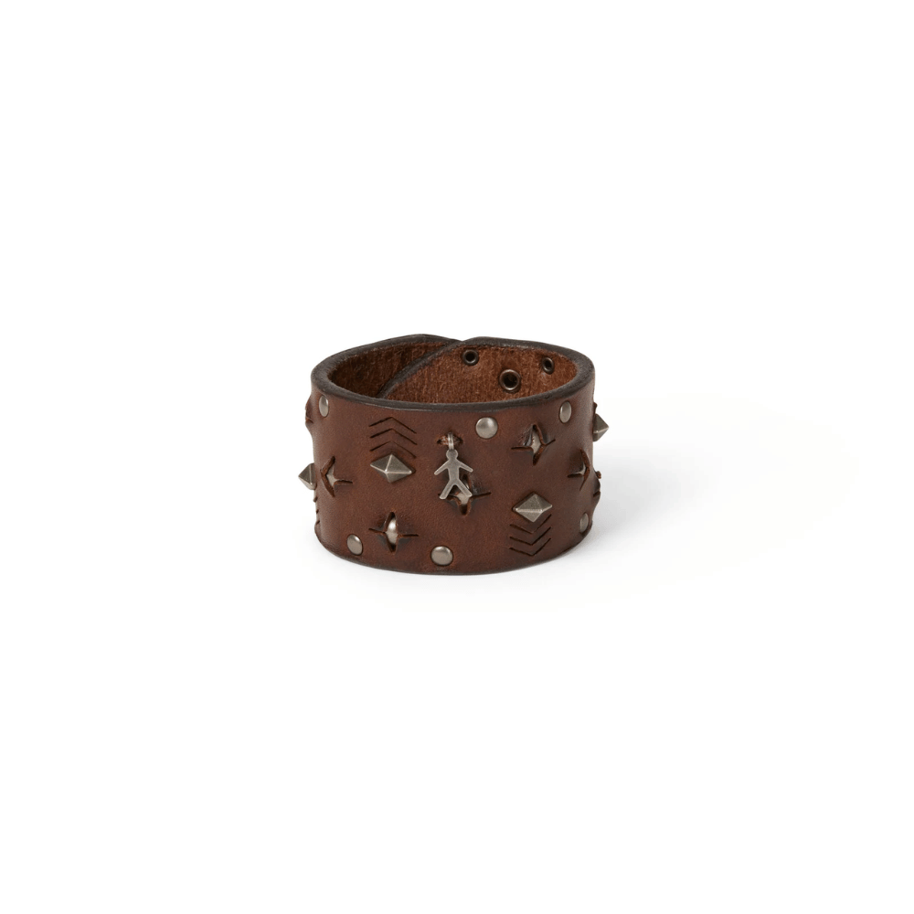 Henry Beguelin Cuoio Washed Stud Leather Bracelet in T. Moro – International designer fashion boutique Australia Riada Concept Woollahra