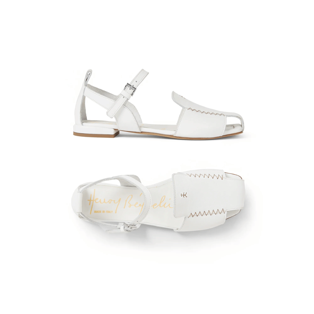 Henry Beguelin Mousse Leather Ballerina Sandal in Bianco – International designer fashion boutique Australia Riada Concept Woollahra