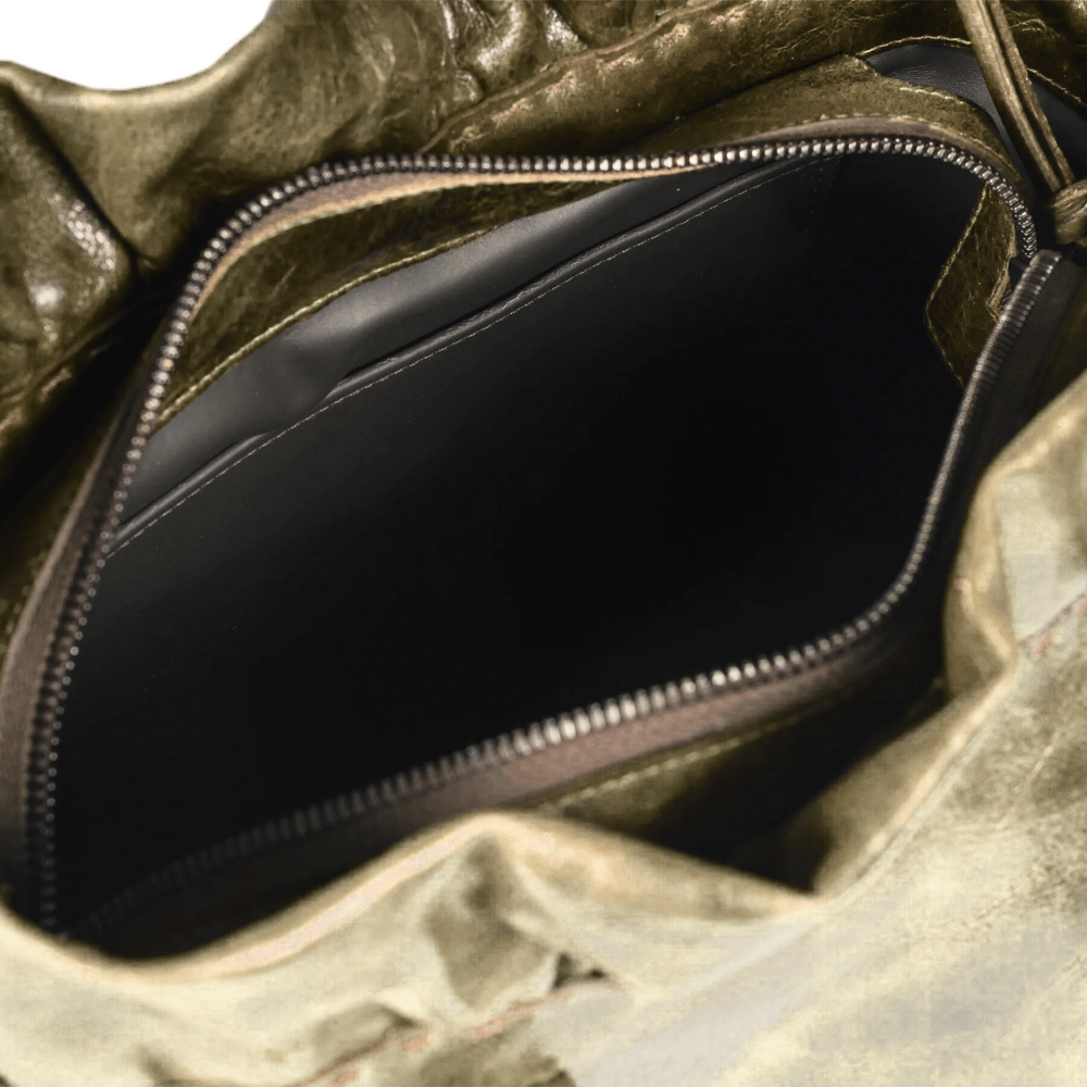 Henry Beguelin Arricciata Medium Calfskin Shopping Bag in Distressed Olive Brown BD6019 HENRY BEGUELIN Designer fashion handbags shop online and in store High End fashion boutique Sydney Australia Riada Concept