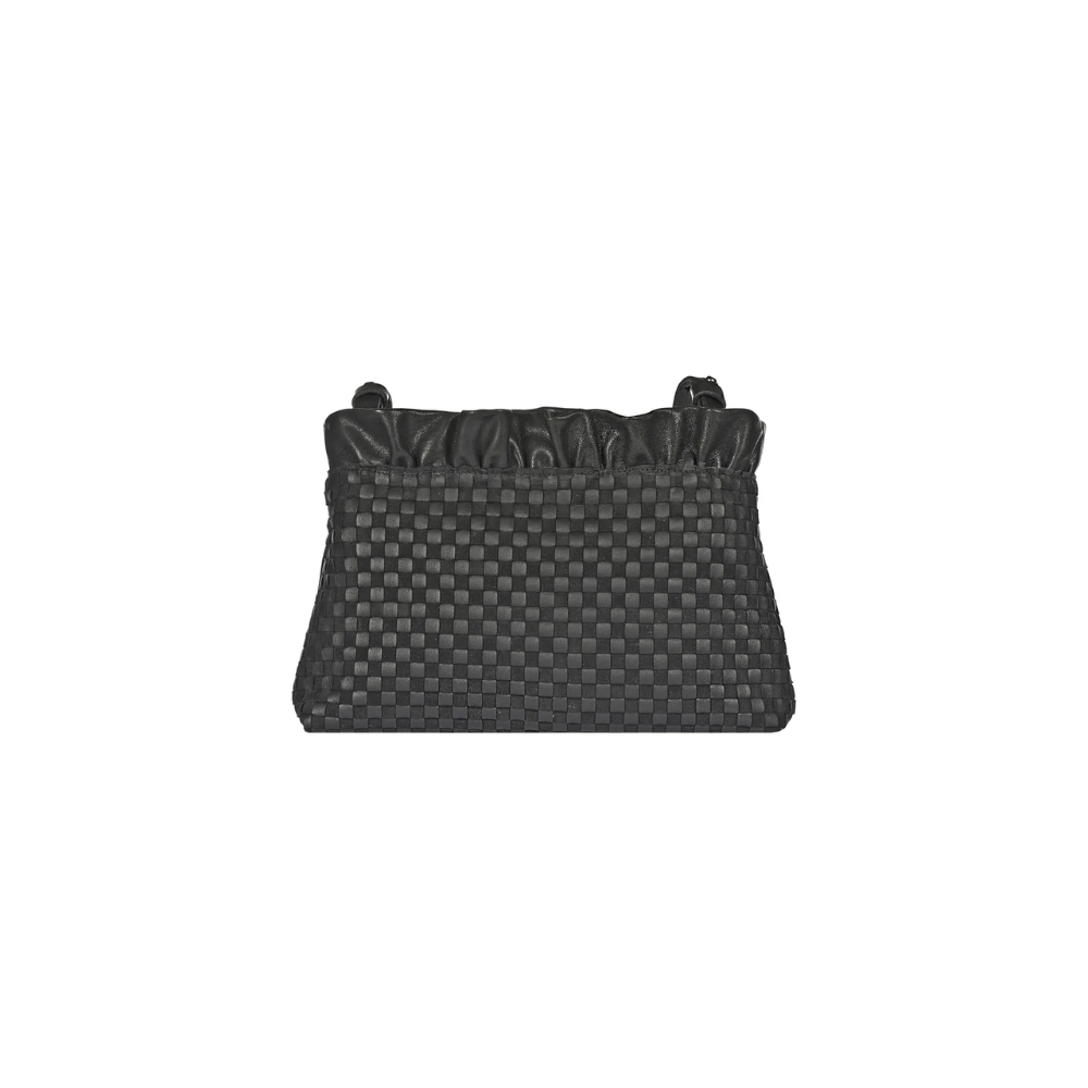 Henry Beguelin Arricciato Woven Leather Zip Clutch Crossbody Bag in Black BD6018 HENRY BEGUELIN Designer fashion handbags shop online and in store High End fashion boutique Sydney Australia Riada Concept
