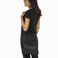 Henry Beguelin Arricciato Woven Leather Zip Clutch Crossbody Bag in Black BD6018 HENRY BEGUELIN Designer fashion handbags shop online and in store High End fashion boutique Sydney Australia Riada Concept