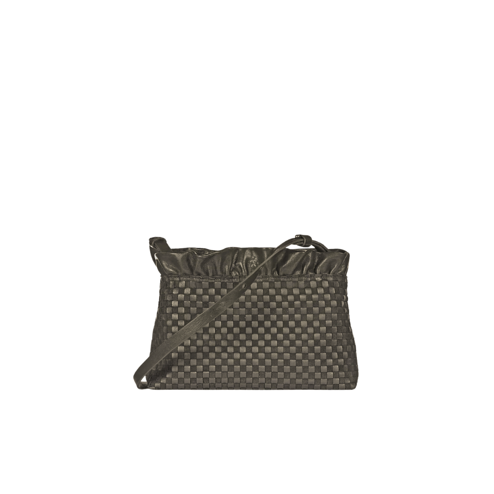 Henry Beguelin Arricciato Woven Leather Zip Clutch Crossbody Bag in dark brown BD6018 HENRY BEGUELIN Designer fashion handbags shop online and in store High End fashion boutique Sydney Australia Riada Concept