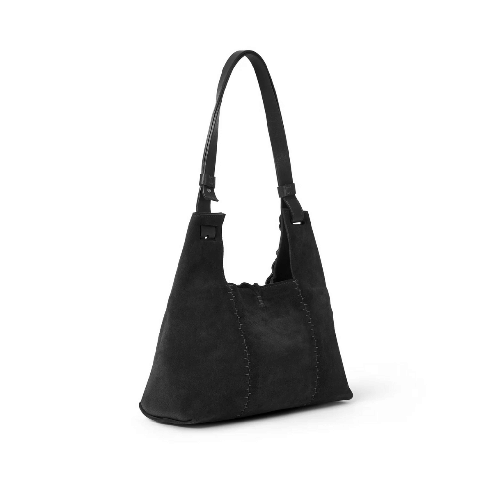Henry Beguelin Betta Medium Camoscio Suede Shoulder Bag in Black BD6003 HENRY BEGUELIN Designer fashion handbags shop online and in store High End fashion boutique Sydney Australia Riada Concept