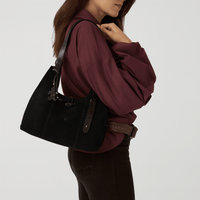 Henry Beguelin Betta Medium Camoscio Suede Shoulder Bag in Black BD6003 HENRY BEGUELIN Designer fashion handbags shop online and in store High End fashion boutique Sydney Australia Riada Concept