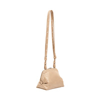 Riada Concept A compact Henry Beguelin Bolla crossbody in camel Old Iron lambskin, with a two-way zip and a slim adjustable leather strap - side view
