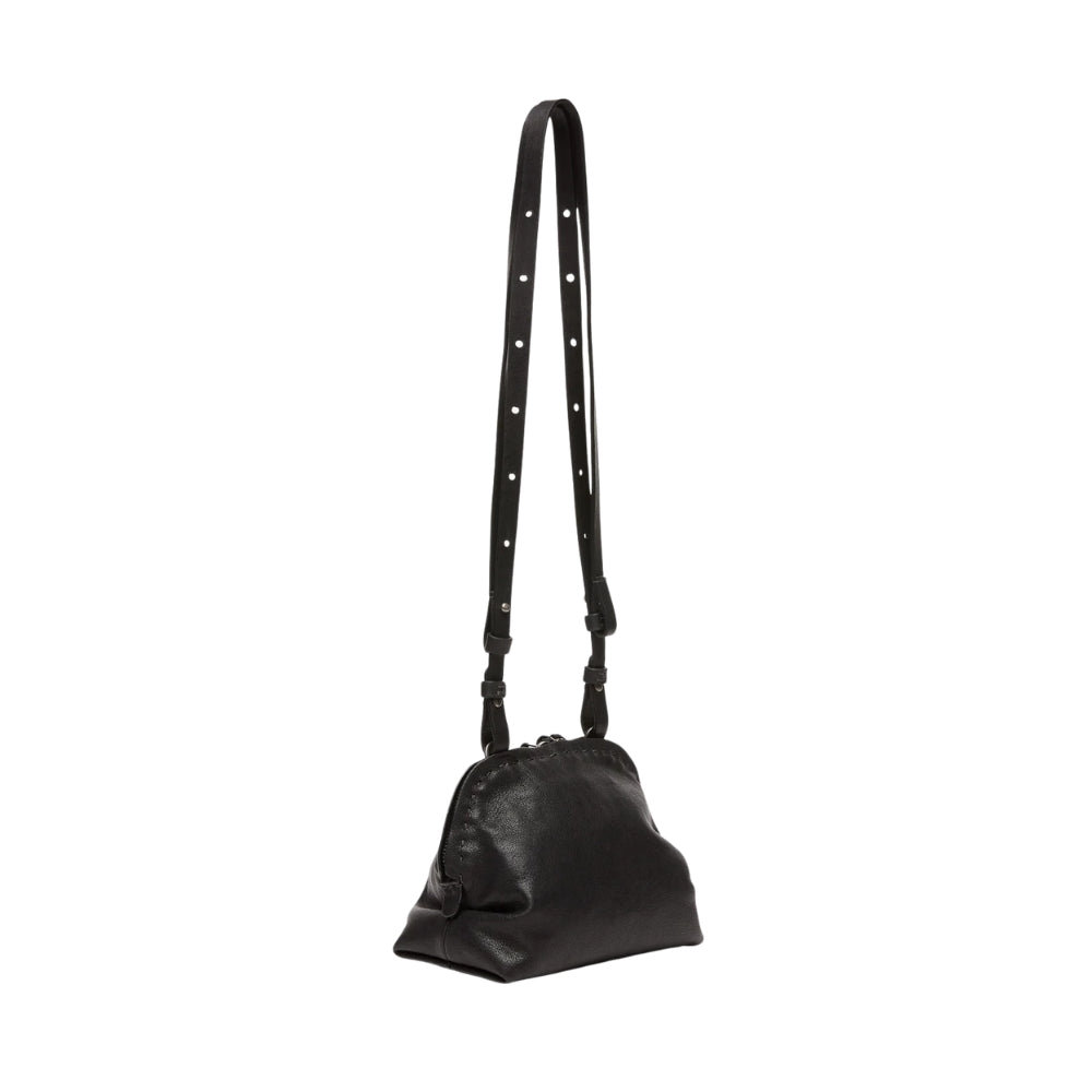 Henry Beguelin Bolla Crossbody Old Iron leather bag in Nero, side view