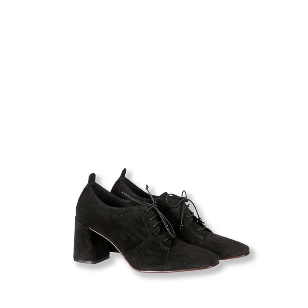Henry Beguelin Calfskin Suede Lace-Up Heeled Shoes in Black SD6025 HENRY BEGUELIN Designer fashion handbags shop online and in store High End fashion boutique Sydney Australia Riada Concept