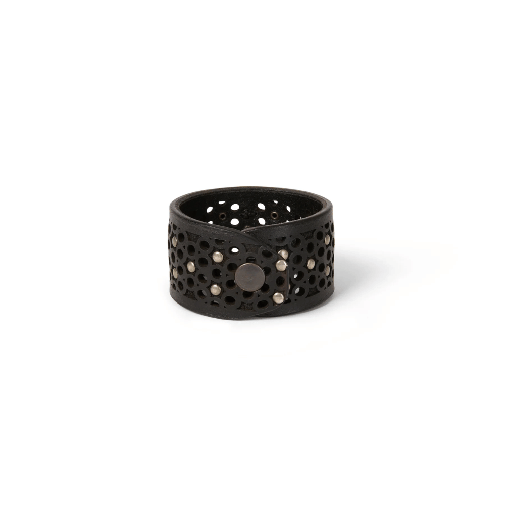 Henry Beguelin Cuoio Washed Bubble Leather Bracelet in Nero – International designer fashion boutique Australia Riada Concept Woollahra