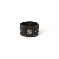 Henry Beguelin Cuoio Washed Stud Leather Bracelet in Nero – International designer fashion boutique Australia Riada Concept Woollahra