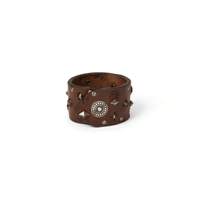 Henry Beguelin Cuoio Washed Stud Leather Bracelet in T. Moro – International designer fashion boutique Australia Riada Concept Woollahra
