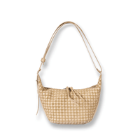 Henry Beguelin Ilenia Small Woven Calfskin Shoulder Bag in Beige – International designer fashion boutique Australia Riada Concept Woollahra