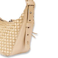 Henry Beguelin Ilenia Small Woven Calfskin Shoulder Bag in Beige – International designer fashion boutique Australia Riada Concept Woollahra