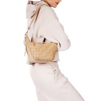 Henry Beguelin Ilenia Small Woven Calfskin Shoulder Bag in Beige – International designer fashion boutique Australia Riada Concept Woollahra