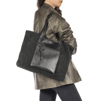 Henry Beguelin Isa Pocket Large Camoscio and Norton Leather Shoulder Bag in Black HENRY BEGUELIN Designer fashion handbags shop online and in store High End fashion boutique Sydney Australia Riada Concept