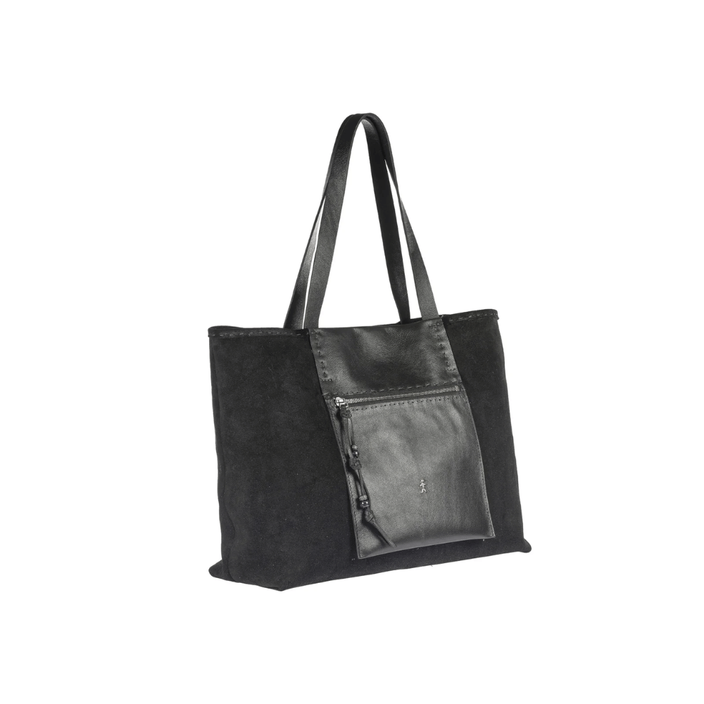 Henry Beguelin Isa Pocket Large Camoscio and Norton Leather Shoulder Bag in Black HENRY BEGUELIN Designer fashion handbags shop online and in store High End fashion boutique Sydney Australia Riada Concept