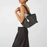 Henry Beguelin Medium Jar Bag Woven Leather Shoulder Bag in Black Laminato HENRY BEGUELIN Designer fashion handbags shop online and in store High End fashion boutique Sydney Australia Riada Concept
