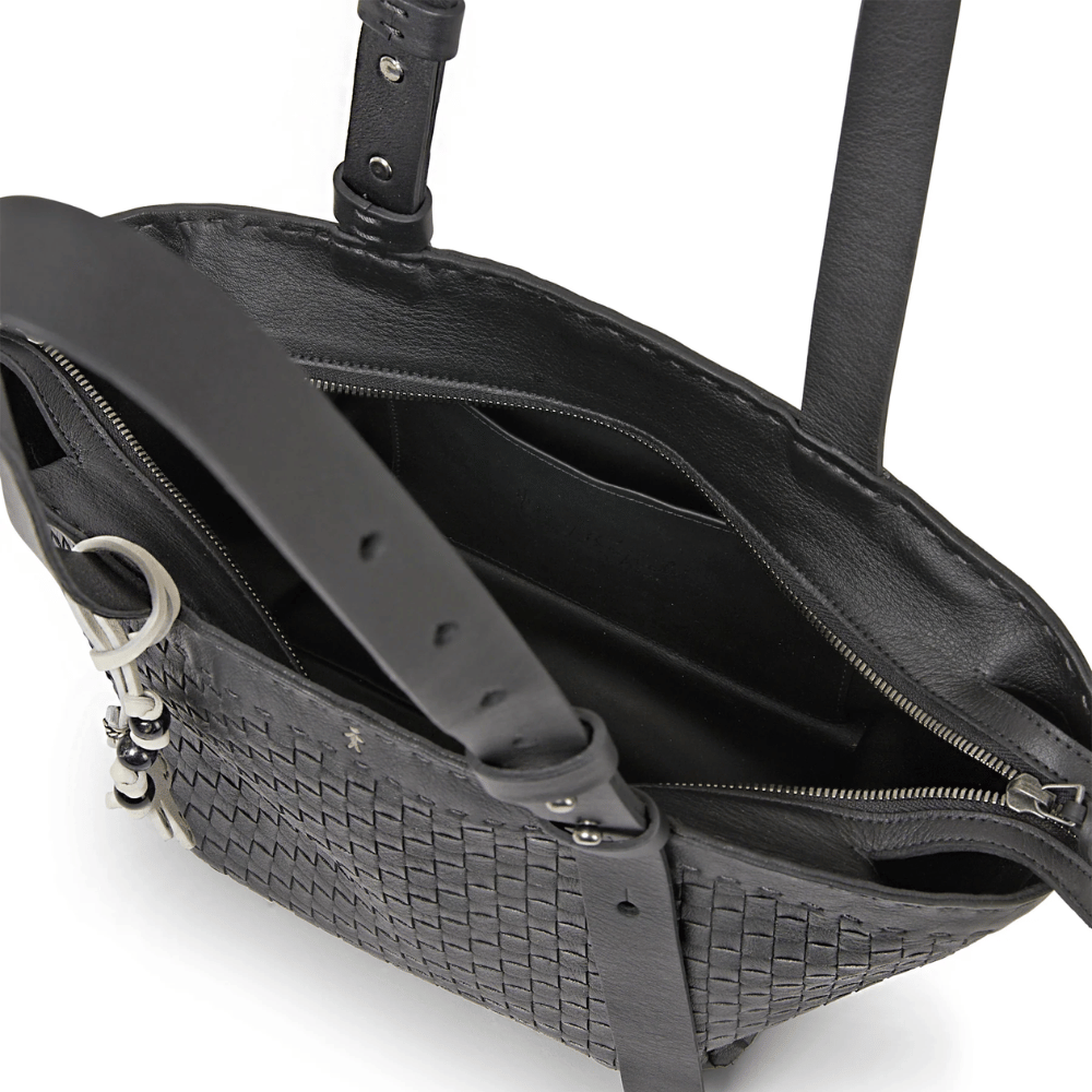 Henry Beguelin Medium Jar Bag Woven Leather Shoulder Bag in Black Laminato HENRY BEGUELIN Designer fashion handbags shop online and in store High End fashion boutique Sydney Australia Riada Concept