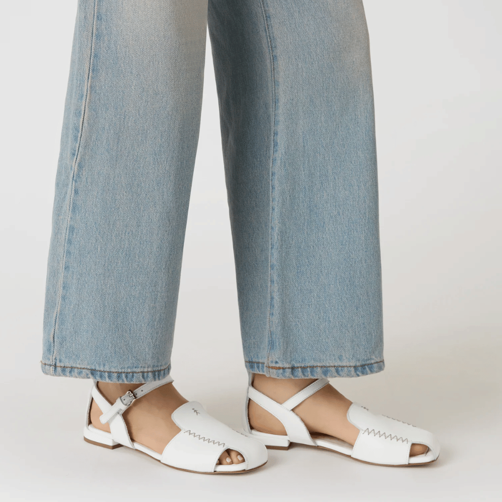 Henry Beguelin Mousse Leather Ballerina Sandal in Bianco – International designer fashion boutique Australia Riada Concept Woollahra