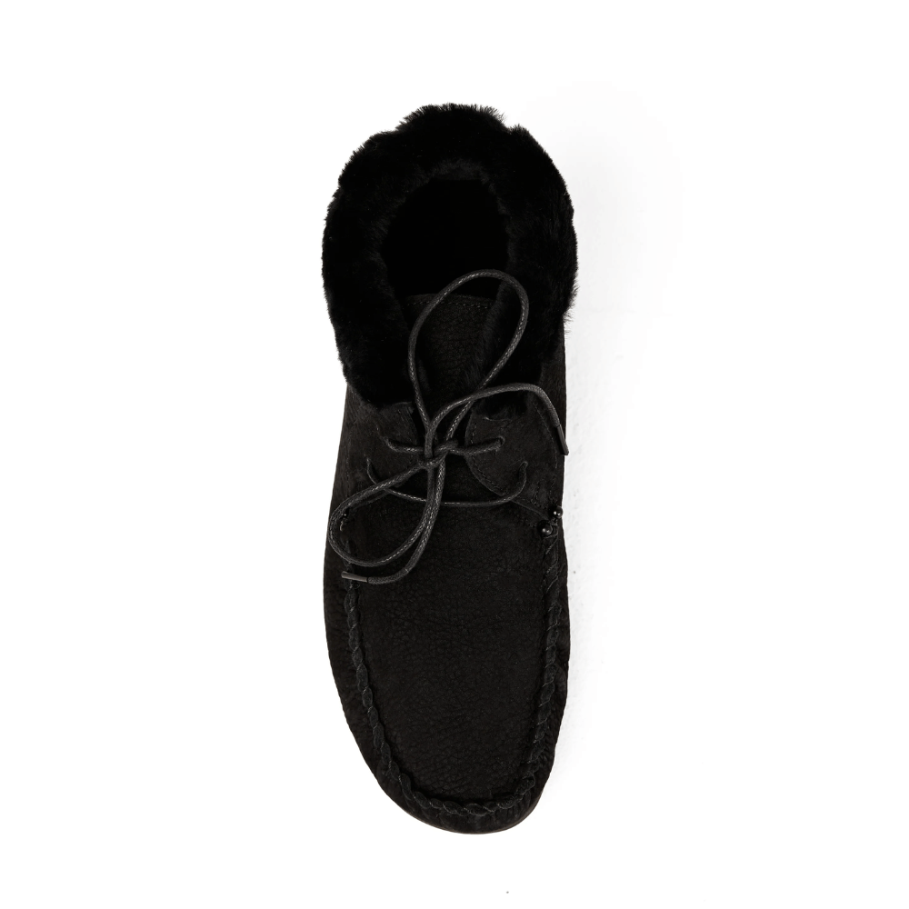 Henry Beguelin Shearling Fur High-Top Lace-Up Moccasin in Black HENRY BEGUELIN Designer fashion handbags shop online and in store High End fashion boutique Sydney Australia Riada Concept