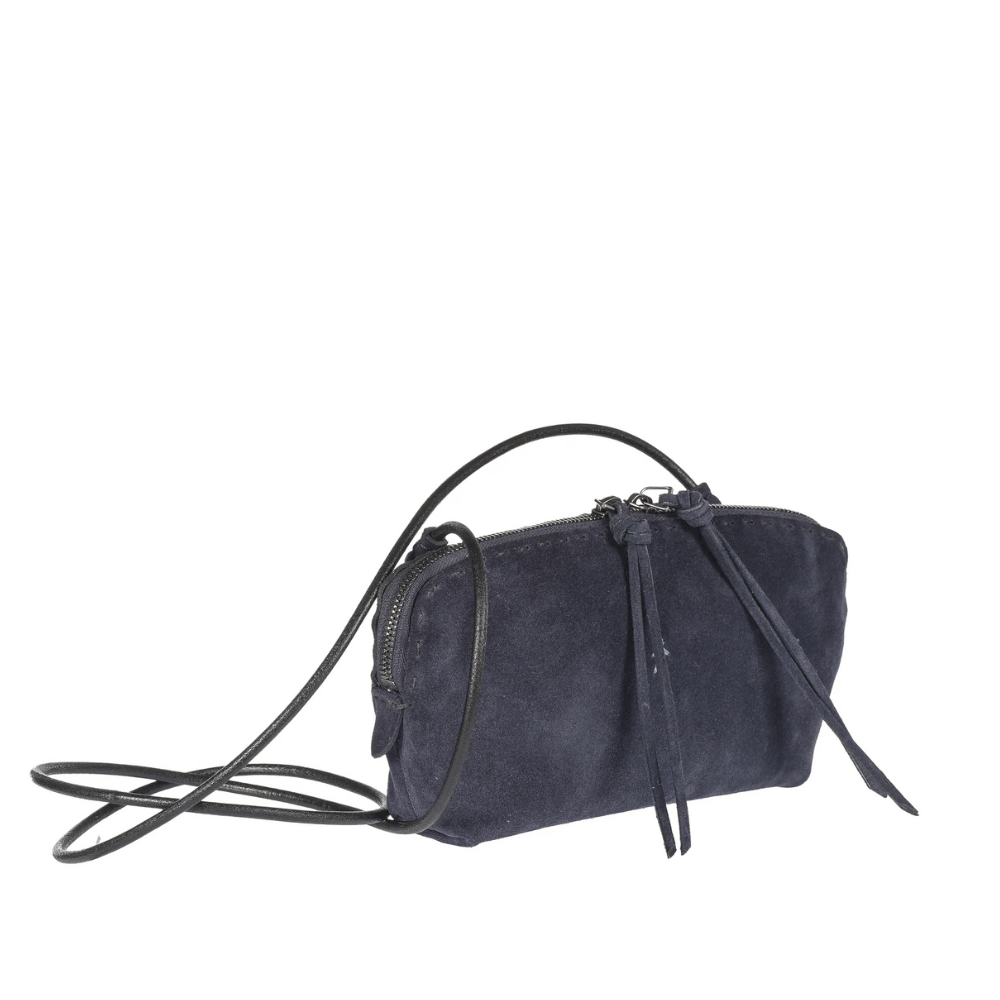 Henry Beguelin Small Crossbody Imbuttino Suede Bag in Bluette HENRY BEGUELIN Designer fashion handbags shop online and in store High End fashion boutique Sydney Australia Riada Concept Henry Beguelin Imbuttino Bag Camoscio in Navy Blue BD6009